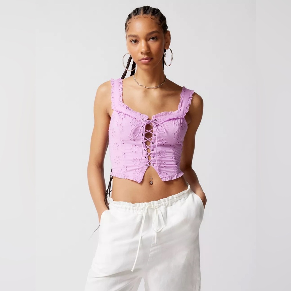 UO Layla Eyelet Corset Top